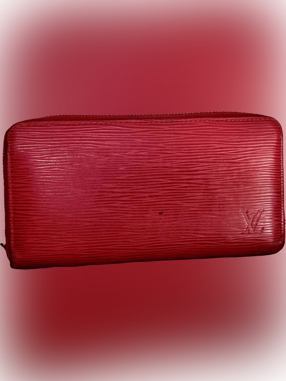 Louis Vuitton Red Epi Leather Zip Around Wallet